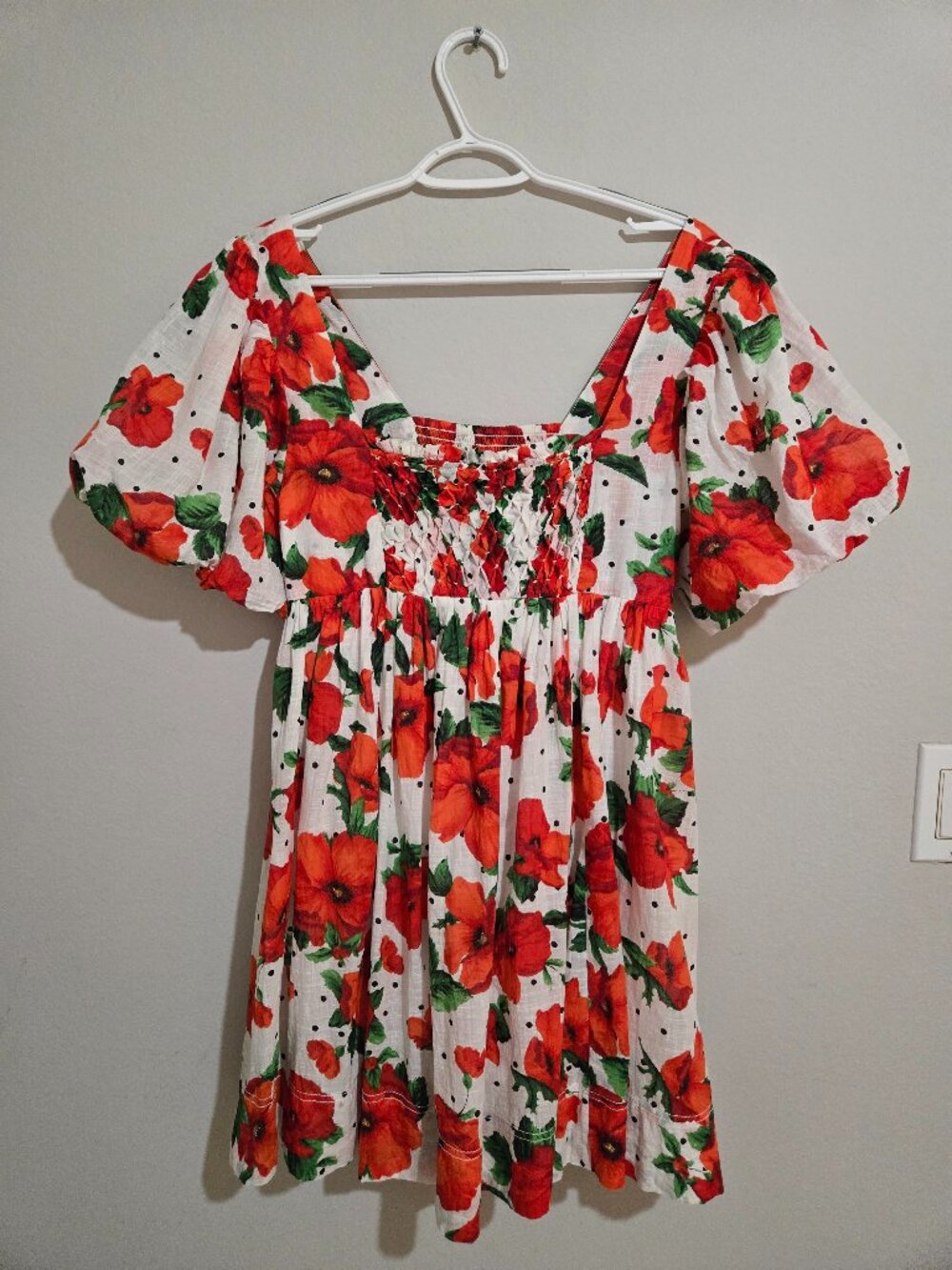 Maeve By Anthropolgie Square-Neck Smocked Babydoll Dress size Small
